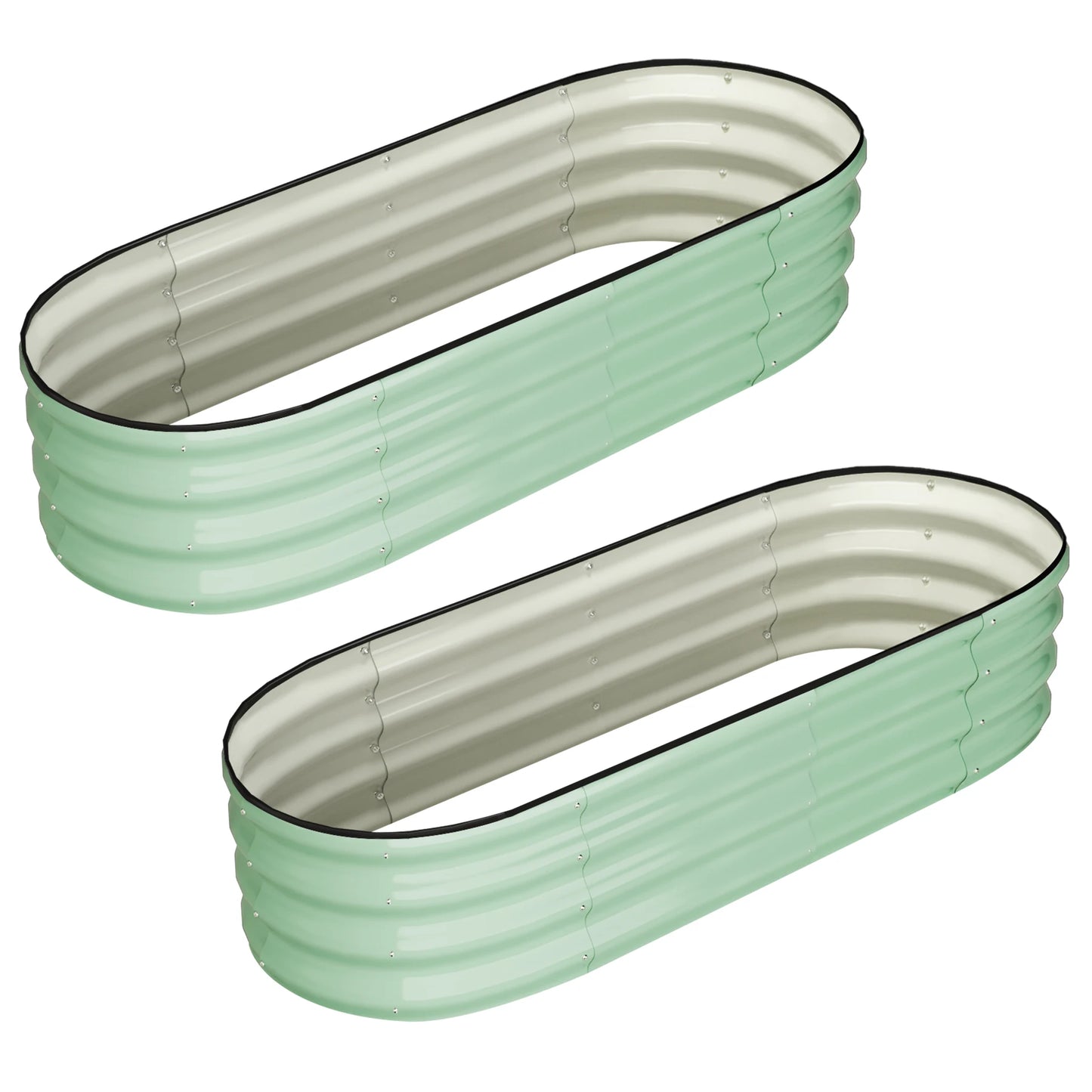 2 Pcs 4.5x2x1ft Oval Raised Garden Bed, Galvanized Raised Beds,Open-Ended Base Metal Raised Planter Beds,Garden Bed Outdoor