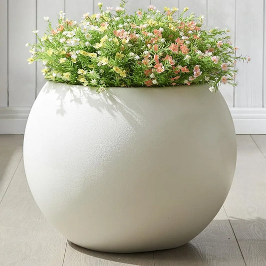 Plastic Sphere Planter with Drainage Hole, Removable Plug, Lightweight Flower Pot, Round Plant Container for Indoor Outdoor Use