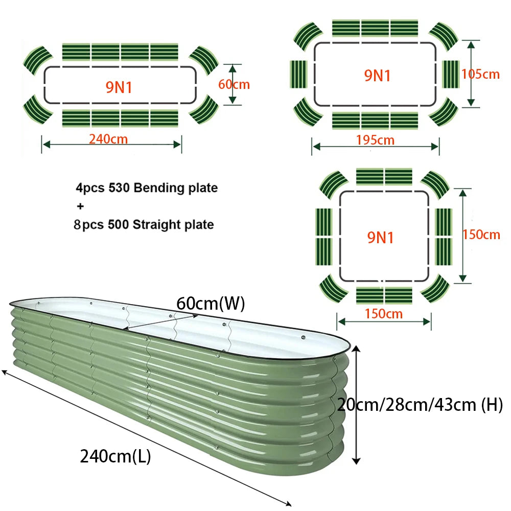 Metal Raised Garden Bed Durable Galvanized Cold Rolled Steel Planter Box  for Planting Outdoor Plants Vegetables