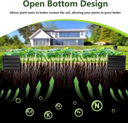 2-Pack Galvanized Steel Raised Garden Bed Kit, 10x3x1FT Large Outdoor Planter Box for Vegetables Flowers Herbs