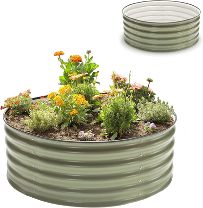 5-in-1 Modular Galvanized Raised Garden Bed Kit, 15" Tall Metal Planter Box, Durable Aluzinc Steel Raised Garden Bed Out
