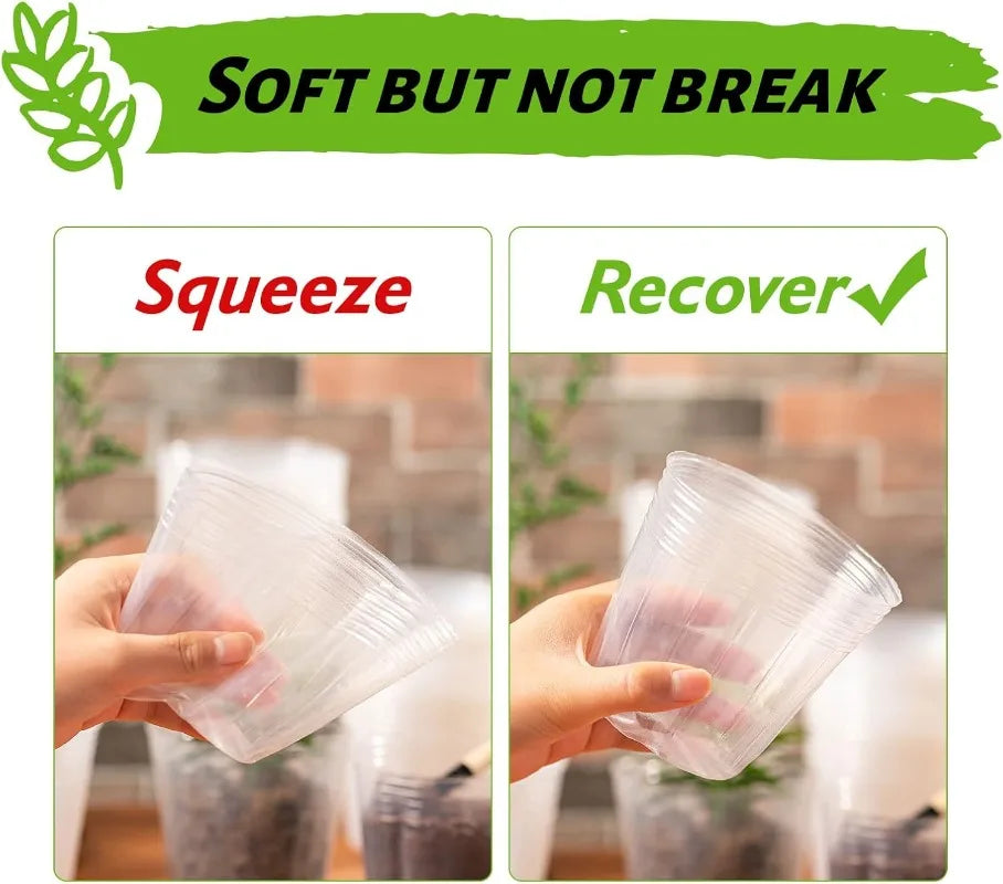 10/50pcs Transparent Nursery Pots with Drainage Hole Seed Starting Pot Flower Plant Container Gardening Planting Nutrition Cups
