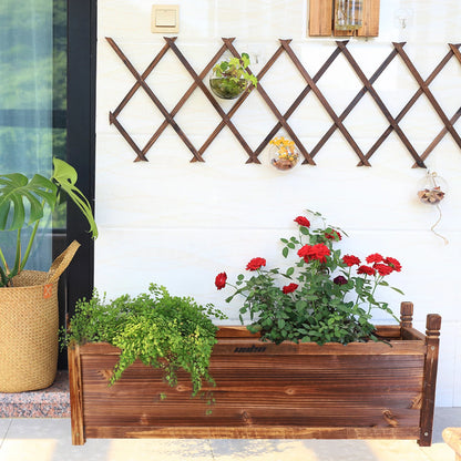 Raised Garden Bed Flower or Vegetable Planter Window Mounted Plant Box for Garden, Yard Wood Box for Planting