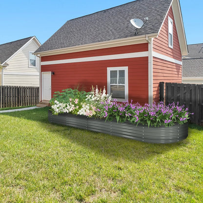 12X3X1.5 ft Galvanized Raised Garden Beds Outdoor, Oval Extra Large Planter Box for Vegetables Flowers, Anti-Rust & Easy-Setup