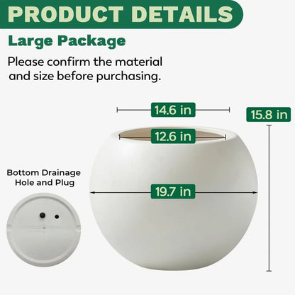 Plastic Sphere Planter with Drainage Hole, Removable Plug, Lightweight Flower Pot, Round Plant Container for Indoor Outdoor Use