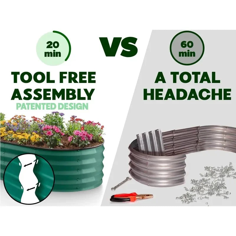 Galvanized Raised Garden Beds Outdoor // 4×2×1 ft Planter Raised Beds for Gardening, Vegetables, Flowers // Large Metal Gard