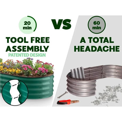 Galvanized Raised Garden Beds Outdoor // 4×2×1 ft Planter Raised Beds for Gardening, Vegetables, Flowers // Large Metal Gard