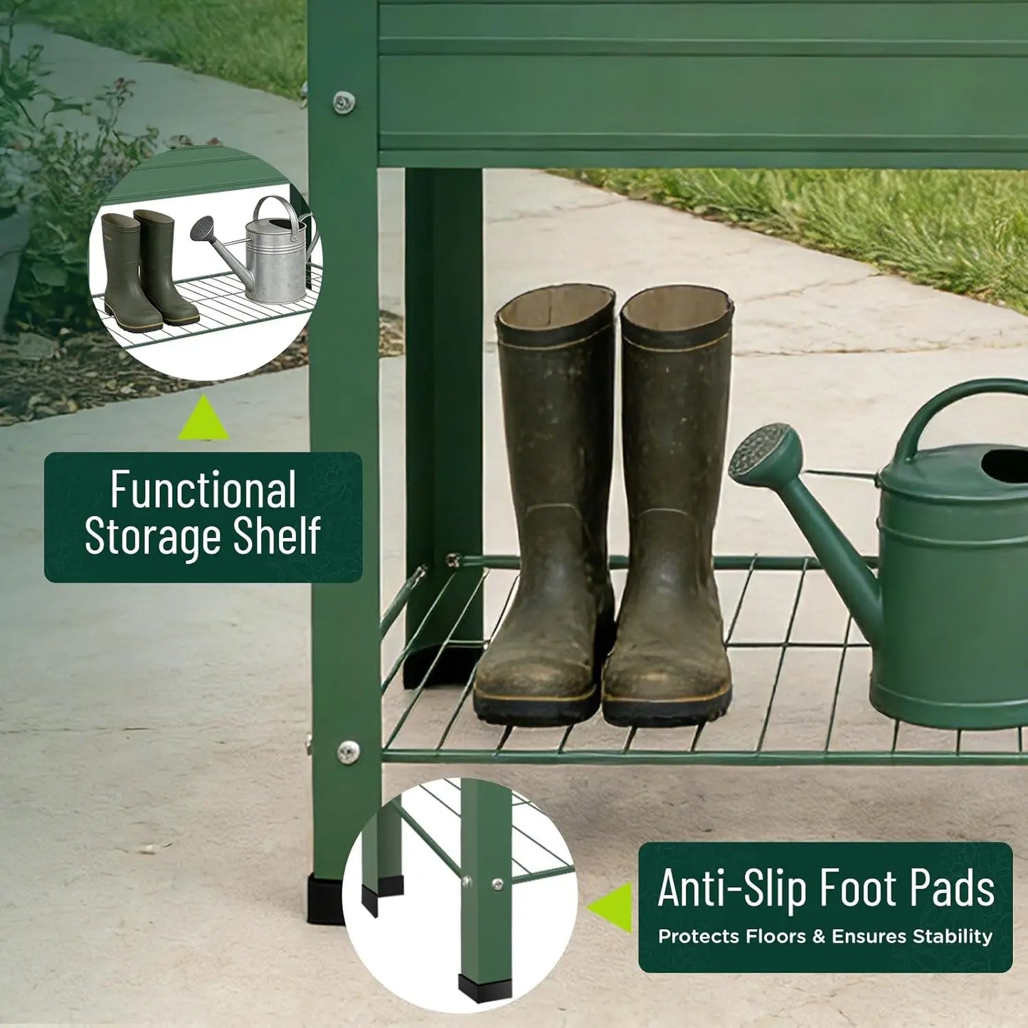 2-Pack Raised Garden Beds - Galvanized Steel Planter Boxes, 400 lb Capacity, 5 Drainage Holes & 2 Flow Channels, Elevate