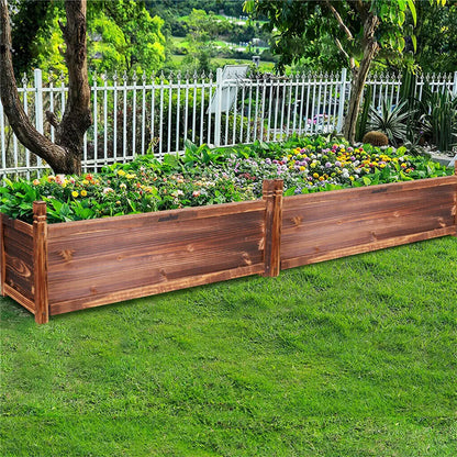 Wood Planter Box Outdoor Raised Garden Planter Bed for Flowers Vegetables