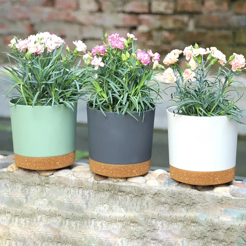 Plant Pot Large Plastic Flowerpot with Drainage Indoor Plants Bonsai Balcony Potted with Tray Garden Home Decoration