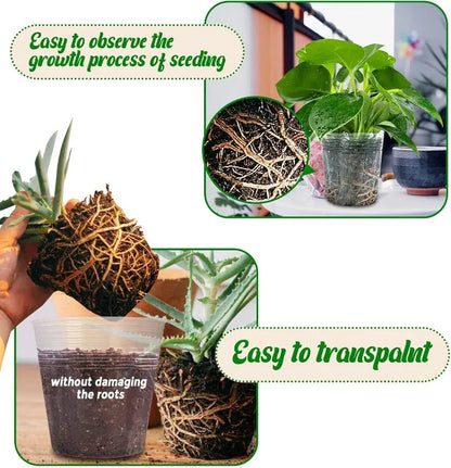 10/50pcs Transparent Nursery Pots with Drainage Hole Seed Starting Pot Flower Plant Container Gardening Planting Nutrition Cups