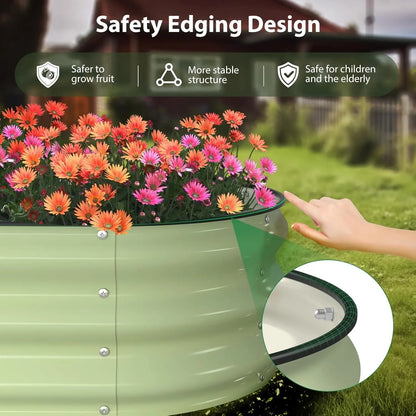 4x2x1 ft Galvanized Steel Raised Garden Bed Kit with Safety Edges for Outdoor Vegetables Flowers Herbs