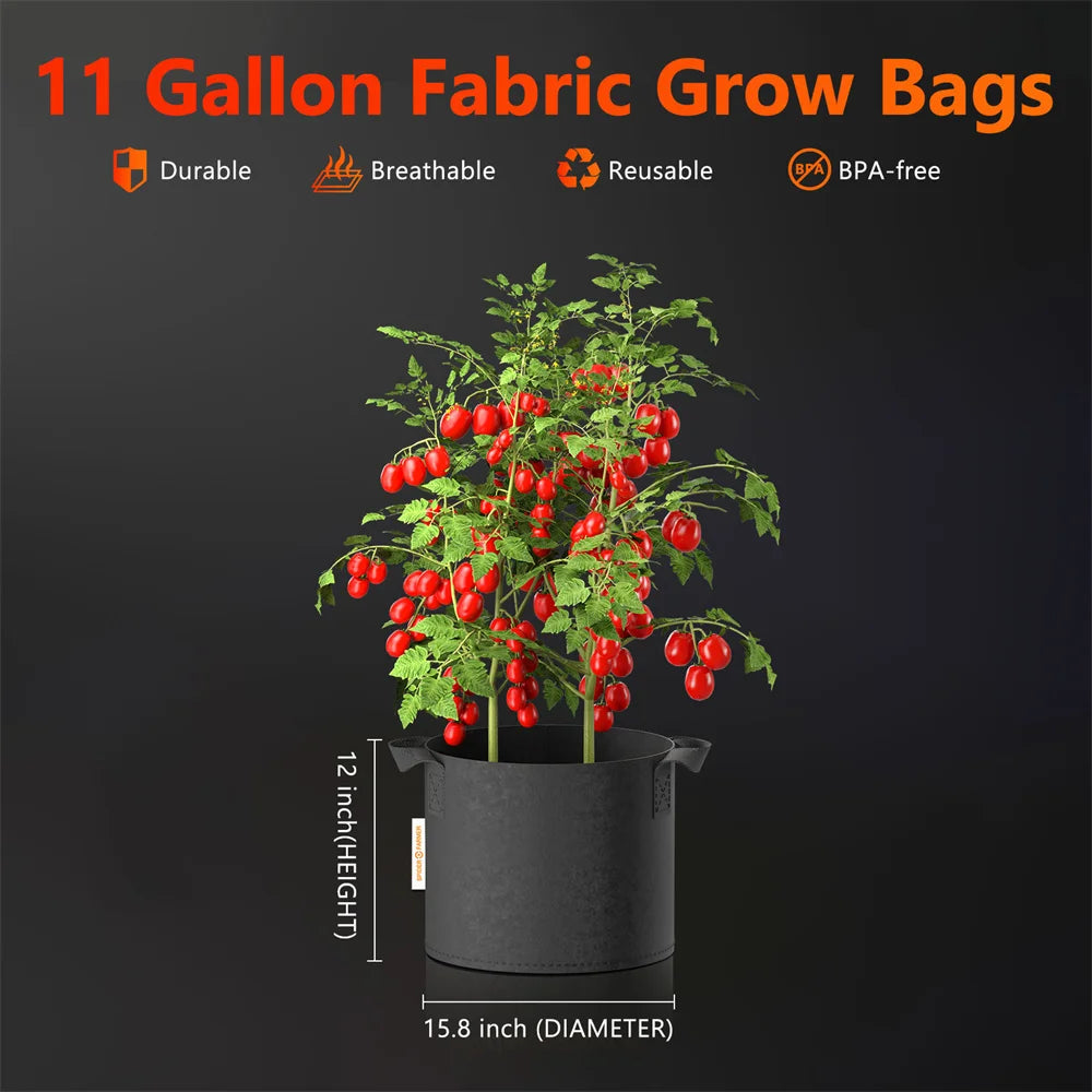 Spider Farmer 5 Gallon / 11 Gallon 5 Pack Grow Bags Garden Aeration Plant Fabric Handle Pots For Indoor Seedling Flower Home