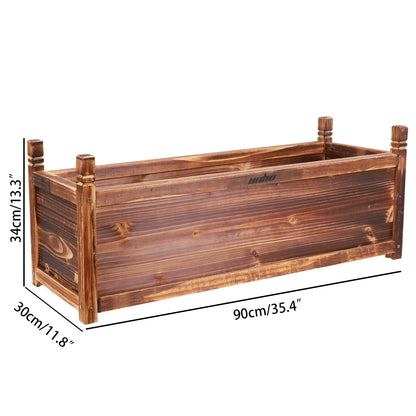 Wood Planter Box Outdoor Raised Garden Planter Bed for Flowers Vegetables