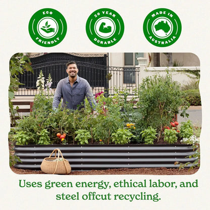 5-in-1 Modular Galvanized Raised Garden Bed Kit, 15" Tall Metal Planter Box, Durable Aluzinc Steel Raised Garden Bed Out