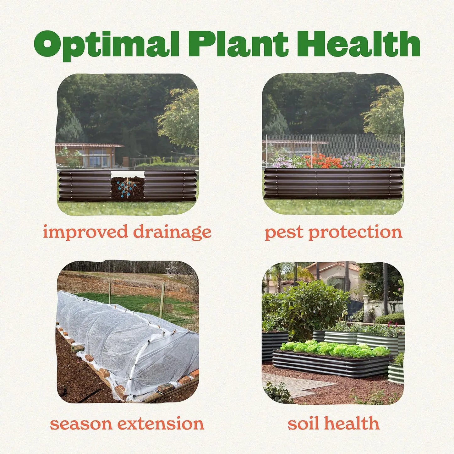 5-in-1 Modular Galvanized Raised Garden Bed Kit, 15" Tall Metal Planter Box, Durable Aluzinc Steel Raised Garden Bed Out