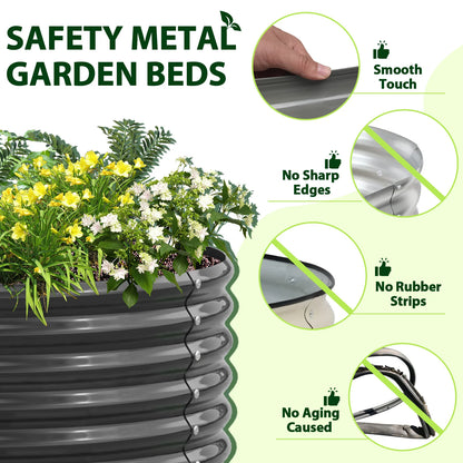8X4X1.5 ft Galvanized Raised Garden Beds Outdoor, Oval Large Metal Planter Box for Planting Vegetables Flowers Herb, Anti-Rust
