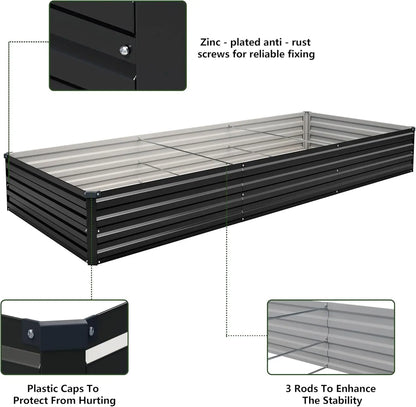 2-Pack Galvanized Steel Raised Garden Bed Kit, 10x3x1FT Large Outdoor Planter Box for Vegetables Flowers Herbs