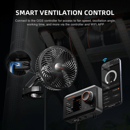 2025 Spider Farmer 6" Grow Tent Clip Fan EC Motor, 10 Speeds Wind Control 10-Level Wide-Angle Oscillation, APP, Waterproof IP54