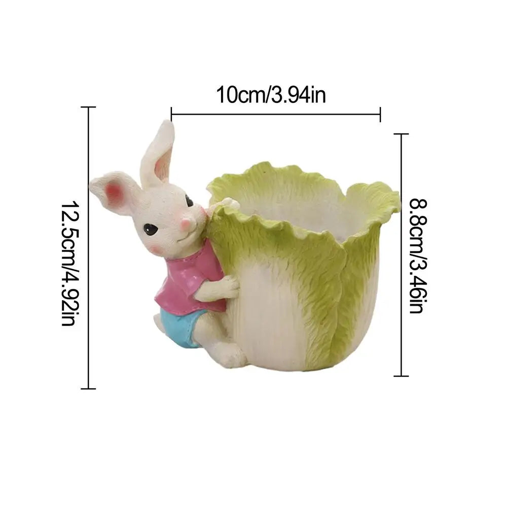 Cute Cartoon Rabbit Plant Pot Easter Decorative FlowerPot Mini Resin Rabbit Planter Cactus Succulent Container Home Garden Decor