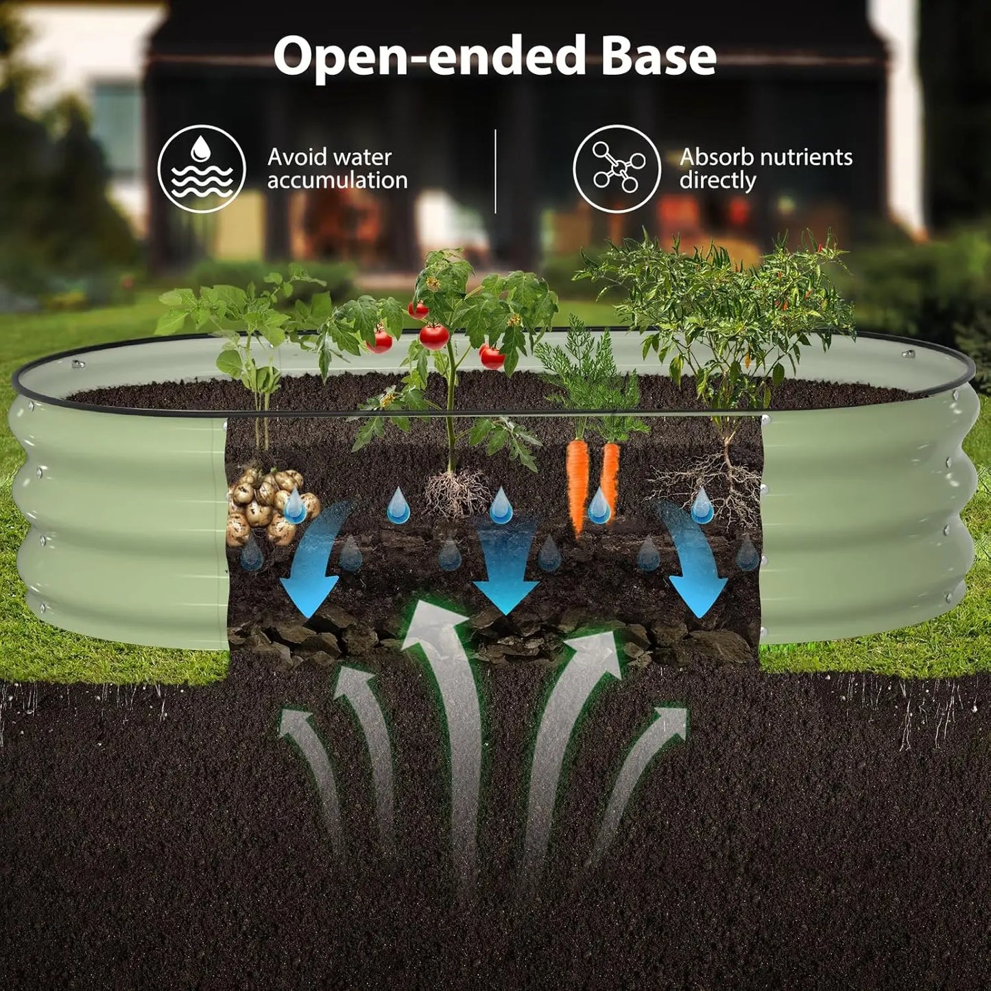 4x2x1 ft Galvanized Steel Raised Garden Bed Kit with Safety Edges for Outdoor Vegetables Flowers Herbs