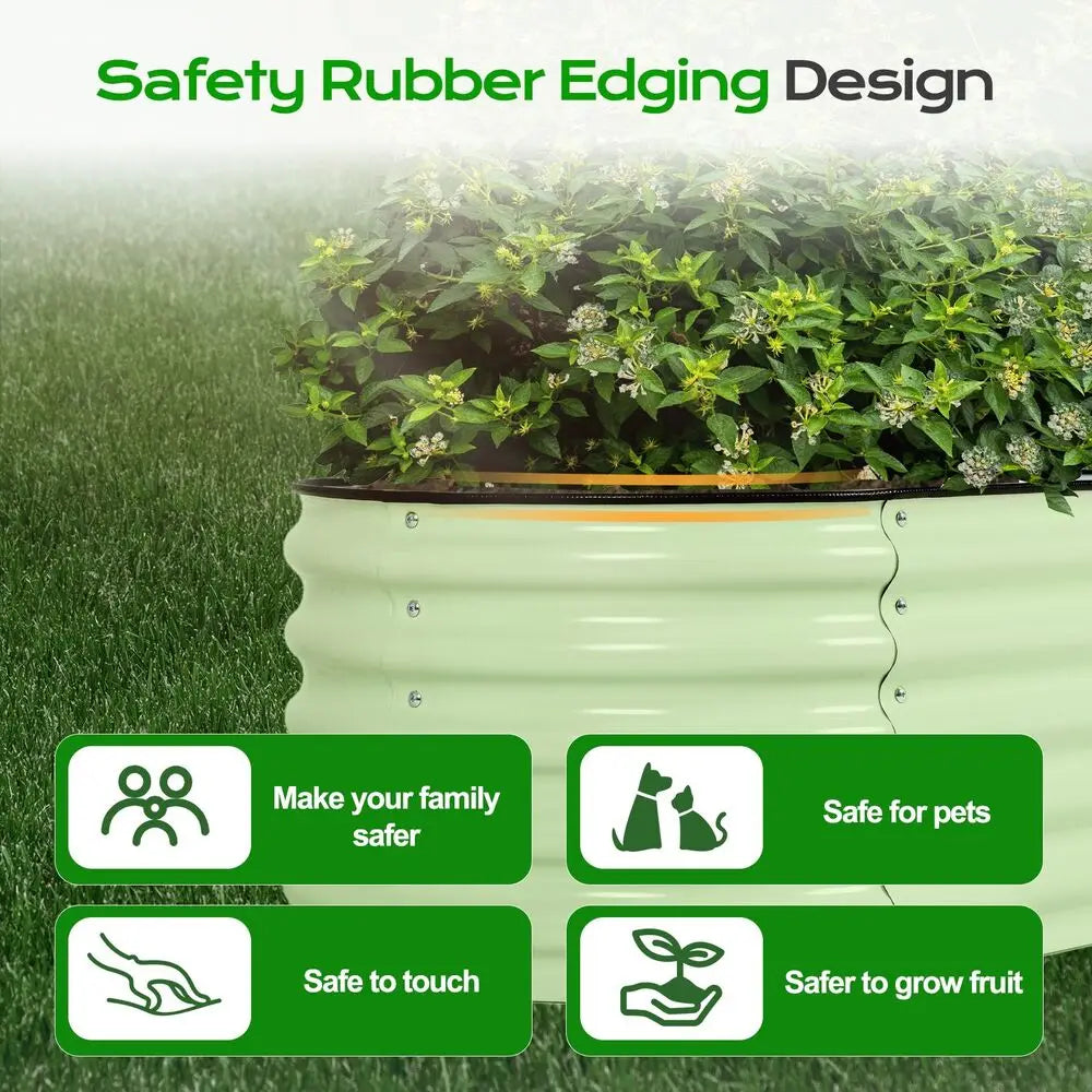 17'' Tall 9-in-1 Oval Garden Bed Large Galvanized Raised Planter Box Herb