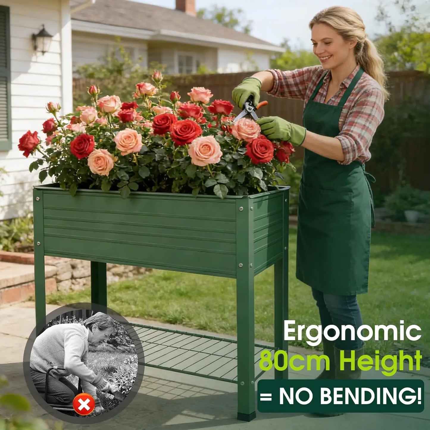 2-Pack Raised Garden Beds - Galvanized Steel Planter Boxes, 400 lb Capacity, 5 Drainage Holes & 2 Flow Channels, Elevate