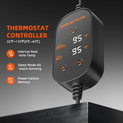 Spider Farmer 20Inch/48Inch Waterproof Seedling Heat Mat Kit Digital Thermostat Combo Set for Indoor Plants Hydroponics