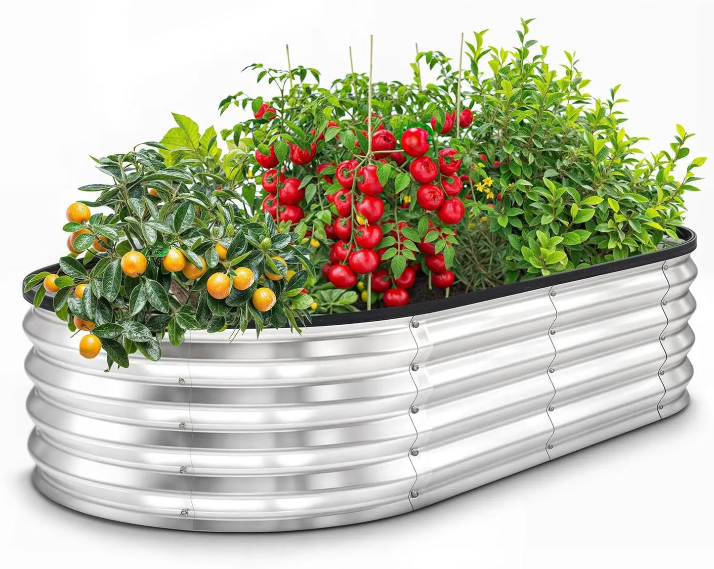 Galvanized Raised Garden Bed Kit 4x2x1ft, Easy Assembly Metal Planter Box for Vegetables Fruits Flowers - Silver