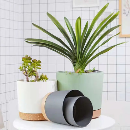 Plant Pot Large Plastic Flowerpot with Drainage Indoor Plants Bonsai Balcony Potted with Tray Garden Home Decoration