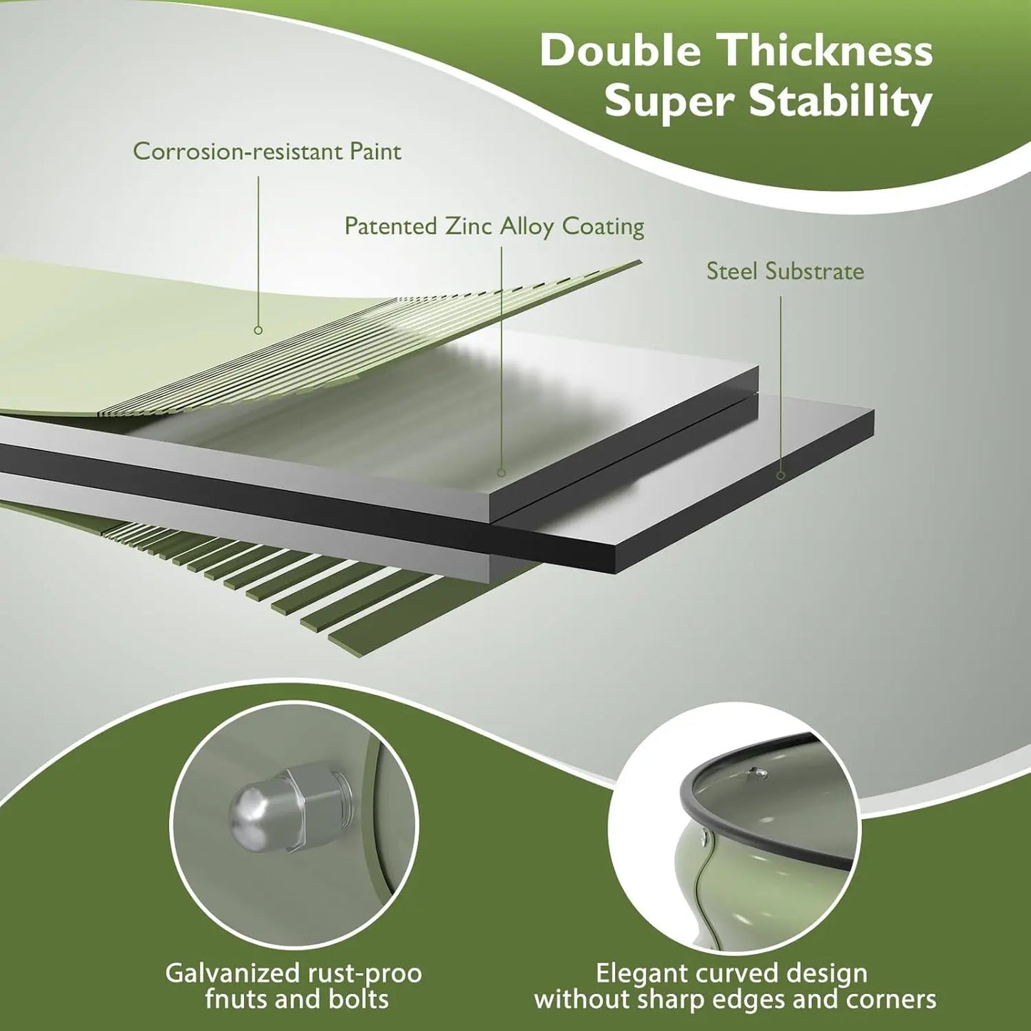 4x2x1 ft Galvanized Steel Raised Garden Bed Kit with Safety Edges for Outdoor Vegetables Flowers Herbs